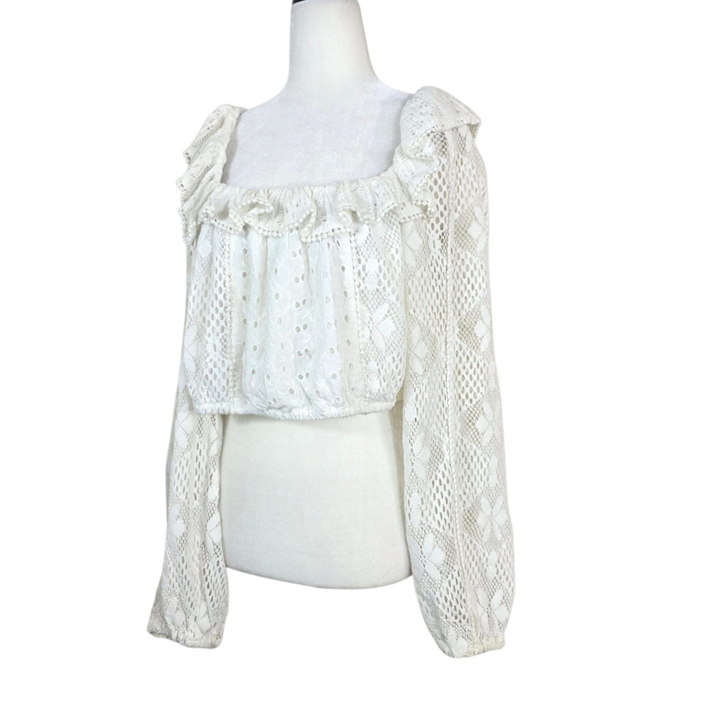 LoveShackFancy White Eyelet cropped Blouse